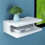 WiFi Router storage Stand Set Top Box Stand Wall Floating Shelves Wall Mount Height #  10.5  CM  Length # 30 CM  Depth # 20 CM Model RS202 & self - Image 3