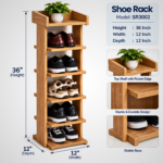 Shoe Rack | 36″ H × 12″ W × 12″ D | Model SR3002 | Slim Vertical Shoe Organizer | Ashbabpotra Bangladesh - Image 3