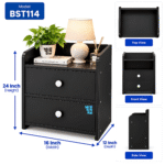 Bed Side Table BST114 – 24x16x12 Inch Modern Wooden Side Cabinet with Storage | Ashbabpotra Bangladesh - Image 3