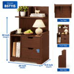 Bed Side Table Nightstand with Drawer & Storage 30x20x12.5 Inch | Model BST115 - Image 3