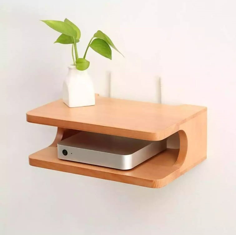fa237de2d26996be074e3683ed94f1e9 WiFi Router storage Stand Set Top Box Stand Wall Floating Shelves Wall Mount Height # 10.5 CM Length # 30 CM Depth # 20 CM Model RS202 & self - Image 1