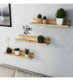 Natural Wood Decorative 3 Wall Shelves Material: Wood Width: 24 inch Height 4 inch Depth: 5 inch Model WL418 - Image 2