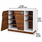 Shoe Rack | 36″ H × 36″ W × 14″ D | Wooden Storage Cabinet | Model SR3008 | Ashbabpotra Bangladesh - Image 3
