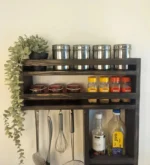 Wooden Kitchen Storage Rack Height 24 inch Width 24 inch Depth 5 inch Model WRK005 - Image 2